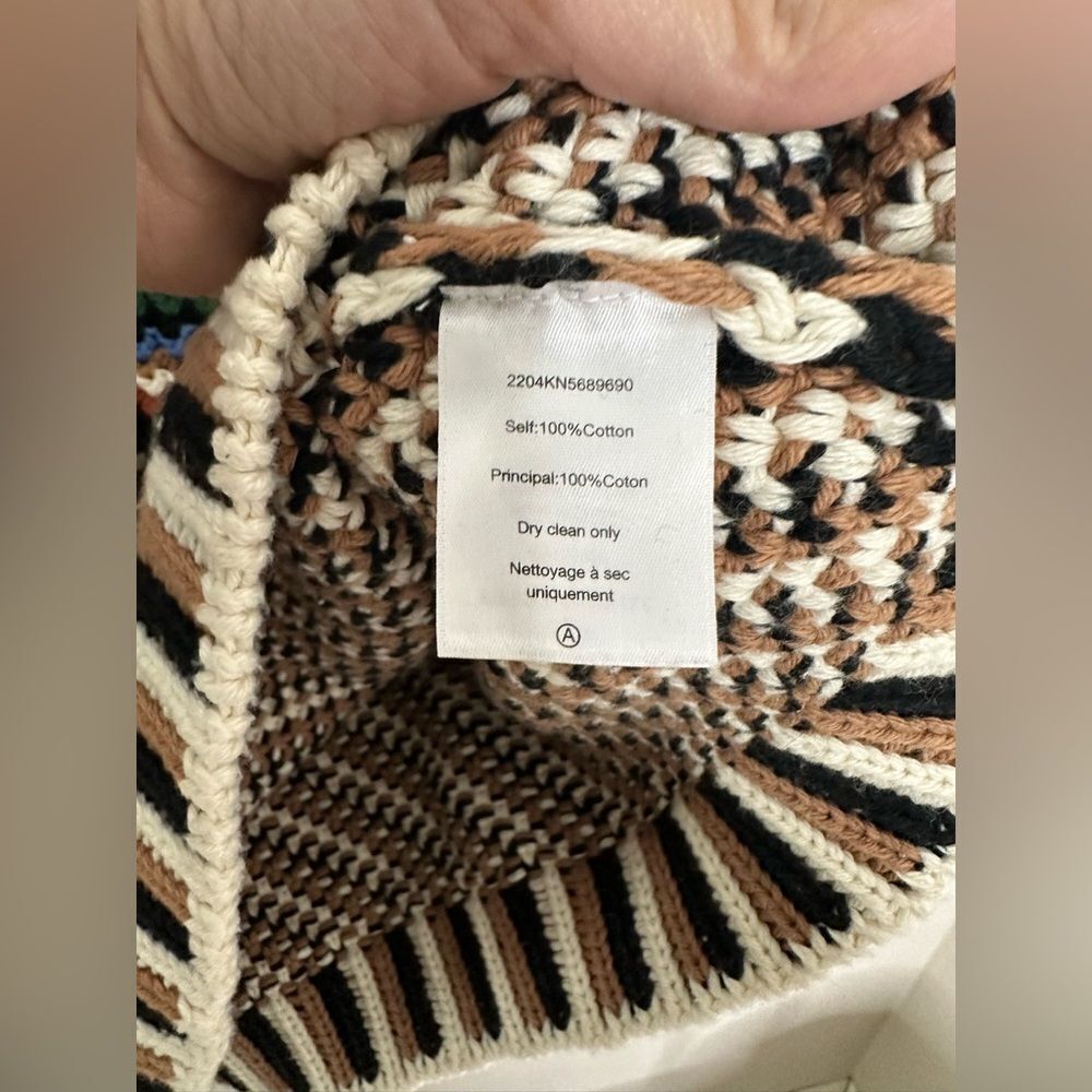 Veronica Beard Livina Woven Knit Sweater Stripe Diagnol Geometric Tank Top XL - Picture 7 of 10